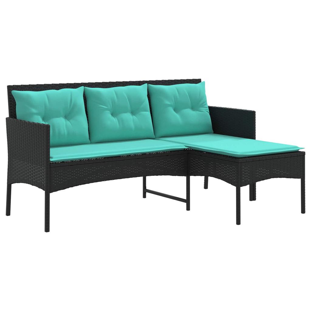 Garden Sofa Set with Cushions 2 pcs Poly Rattan