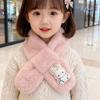 Children's Cute White Rabbit Furry Cross Scarf for Autumn/Winter - Warm Outdoor Neck Protection
