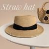 Elegant Beach Flat Top Hat French Style Women's Sun Hat Retro Straw Woven Hat  Seaside