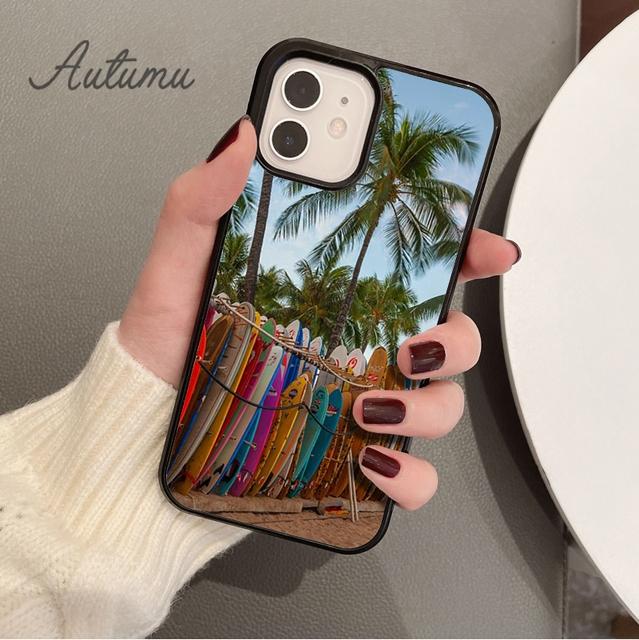 Surfing Hawaii Paradise Phone Case for iPhone 11 12 13 14 Pro Max mini XR XS SE 2020 7 8 Plus Samsung Galaxy S21 S22 shell