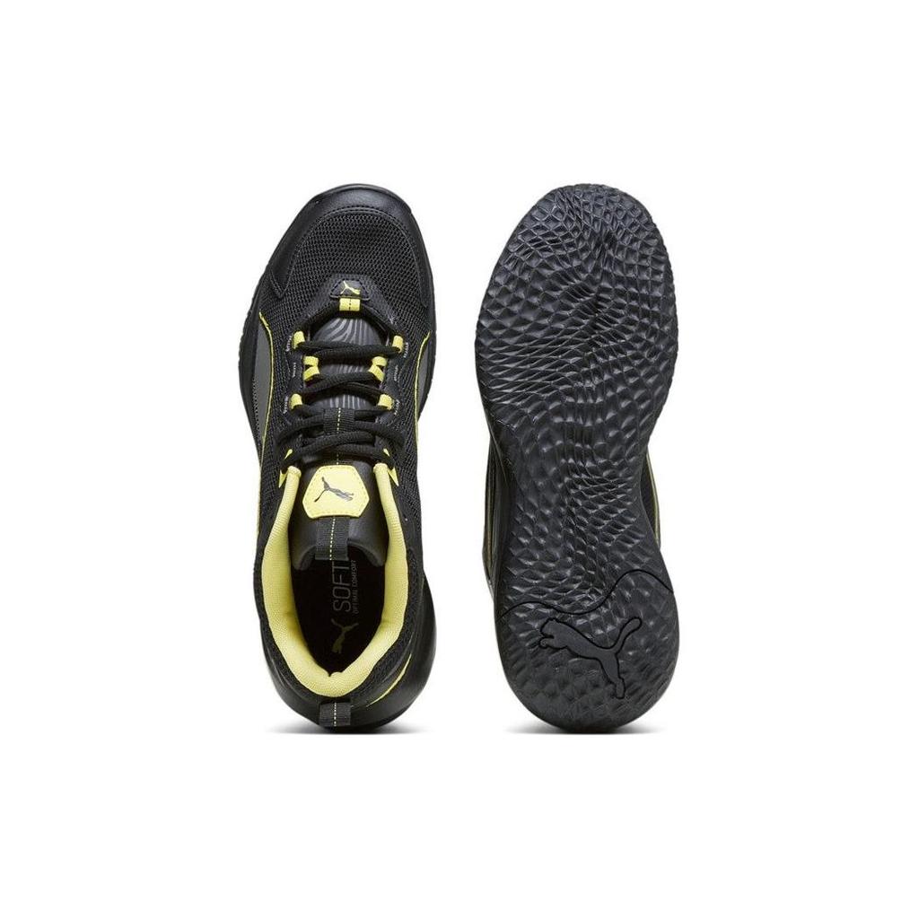 Puma Playmaker Simple Versatile Non-Slip Mid-Top Basketball Shoes Unisex Sneakers Black Gray Yellow 392330-07