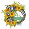Sunflowers Wreath with Truck for Front Door, Artificial Spring Wreath for Farmhouse Outdoor Garden Wedding Decorations