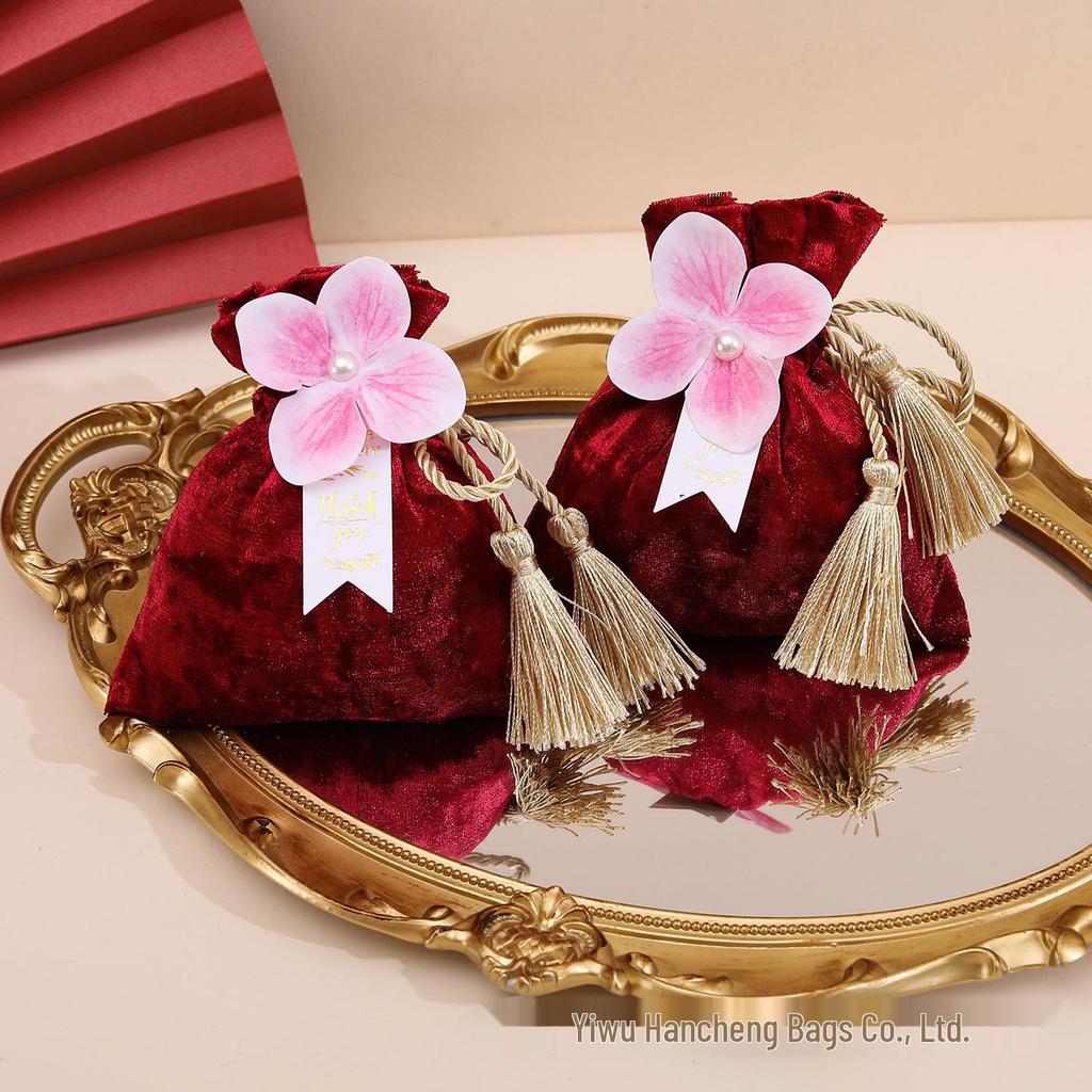 Velvet Wedding Candy Bags & Boxes - Creative Chinese Style for Marriage Celebrations