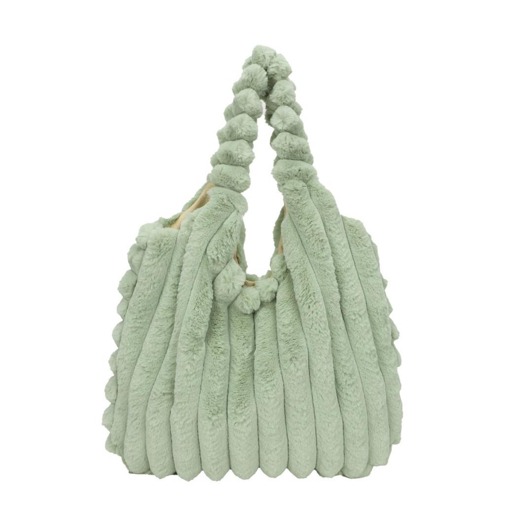 Stilvolle, geräumige Plüsch-Tragetasche, weiche, urban-schicke, flauschige Schultertasche