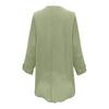 Women's Fashion Long Sleeve Cotton Linen Colour Casual V-Neck Blouse Top