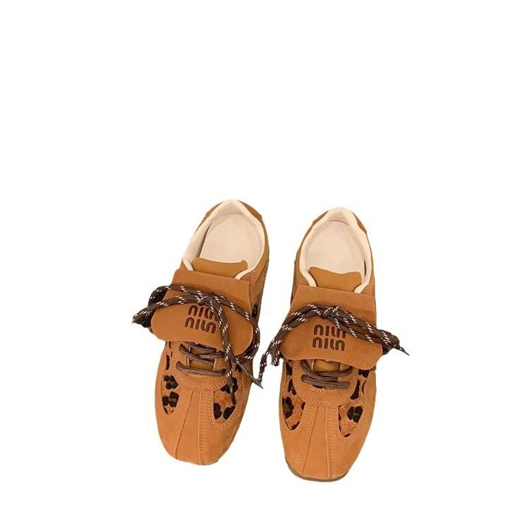 Version aus weichem Leder~ Retro-Leopardenmuster flache Grundplatte Schuhe Damen 2025 Herbst neu Forrest Gump Sport vielseitig lässig moralische Trainingsschuhe