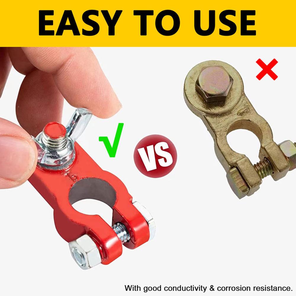 2Pcs Car Battery Cable Terminal Clip Clamps Connectors Negative and Positive Corrosion Resistance Applicated in Car Van More