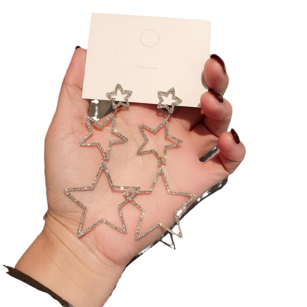 Silver Needle Korean-Style Exaggerated Star Earrings