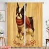 2pcs,2D Plane Printing Creative Curtains Boston Terrier and Reindeer Deer Versatile Polyester Fabric (without Rod) Decorations