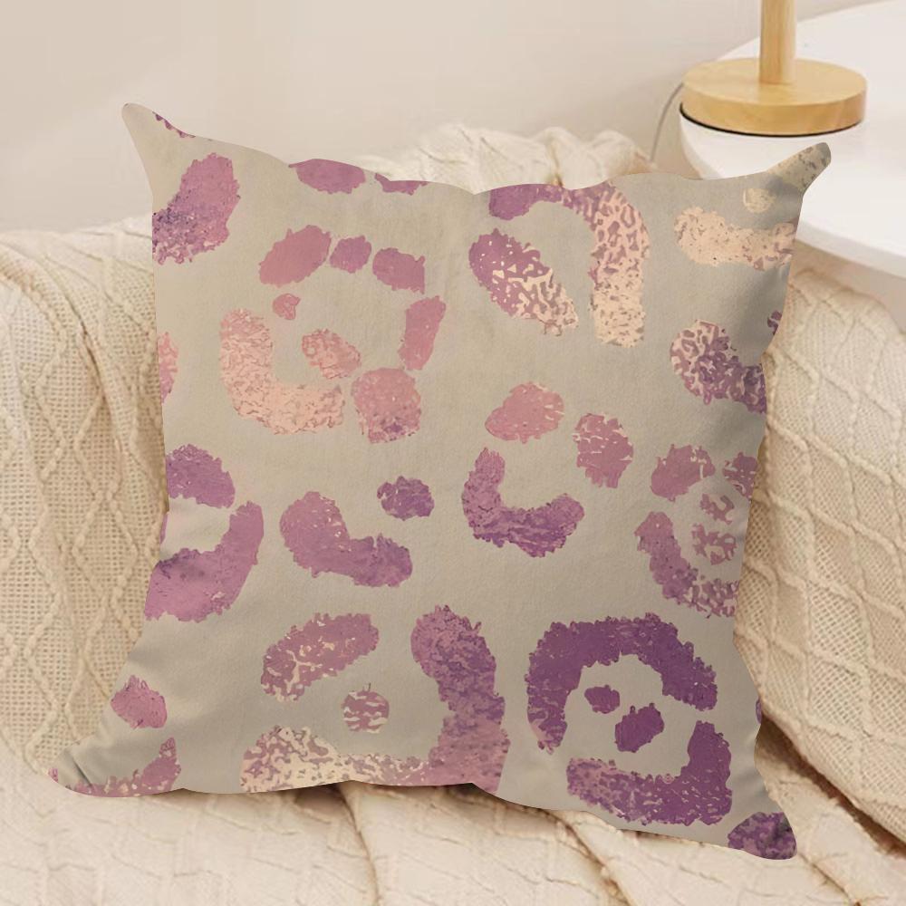 Pink Leopard Cushion Cover Soft Plush Fabric Double-Sided Printed Sofa Cushion Cover For All Seasons Home Decor Gift