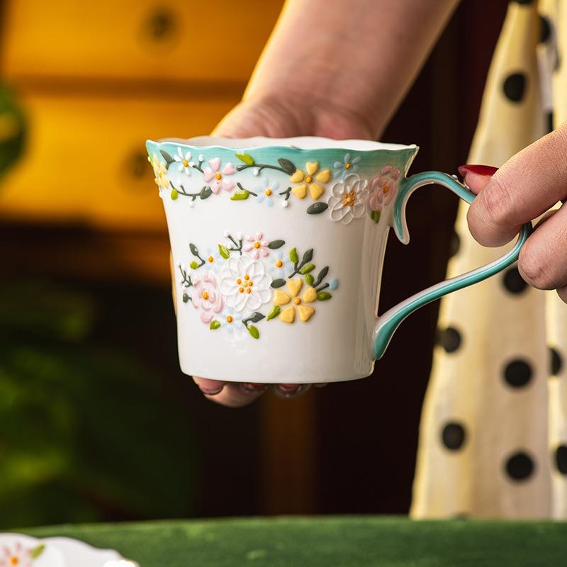 Flower About Mug Ceramic Cup Household Water Cup Office Breakfast Cup Exquisite Coffee Cup Super Beautiful Cup