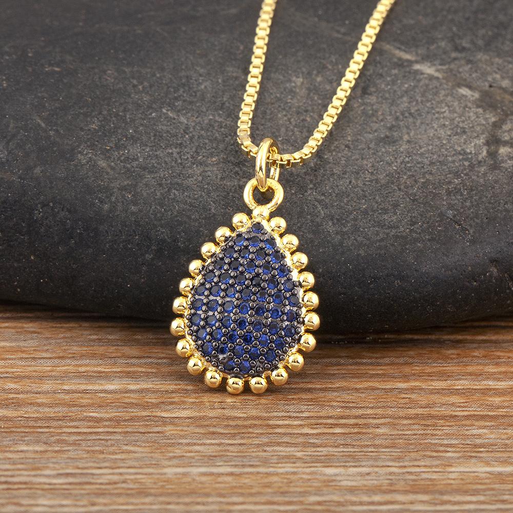 

Nidin Classic New Design Irregular Geometric Waterdrop Shape Zircon Pendant Necklace Female Clavicle Chain Jewelry Daily Gifts темно-синий