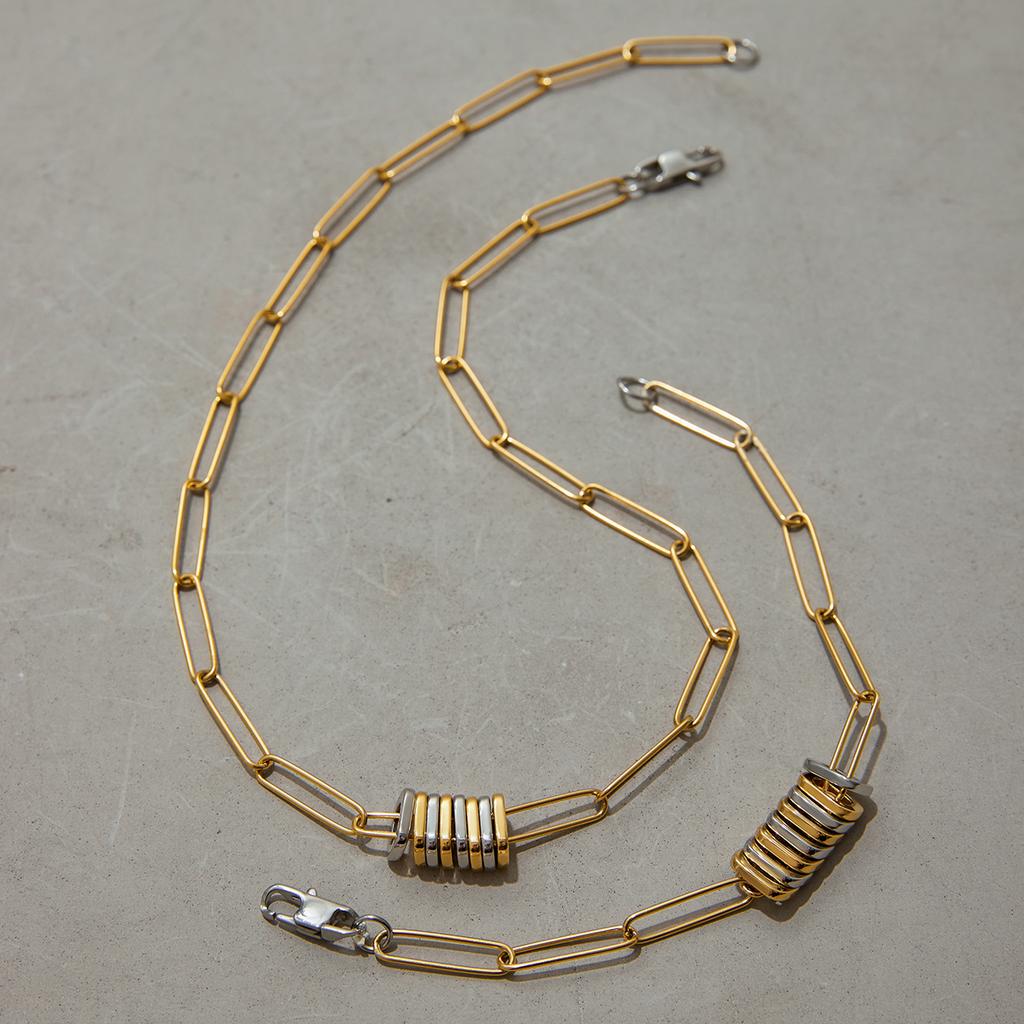 Youthway High Quality Square Pendant Metal Necklace Bracelet Stainless Steel Unisex Trendy Waterproof Jewelry Wholesale