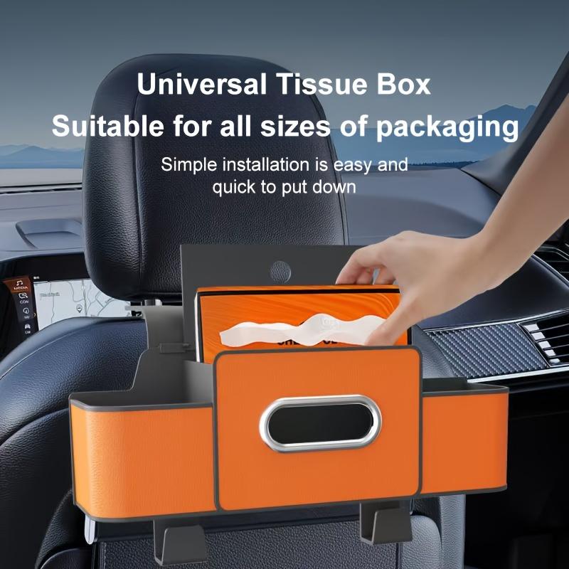 Car Seat Back Organizer with Tissue Box,Multifunctional Resin Storage Rack with Hooks for Access By Driver,Passenger,Vehicle Interior Organization