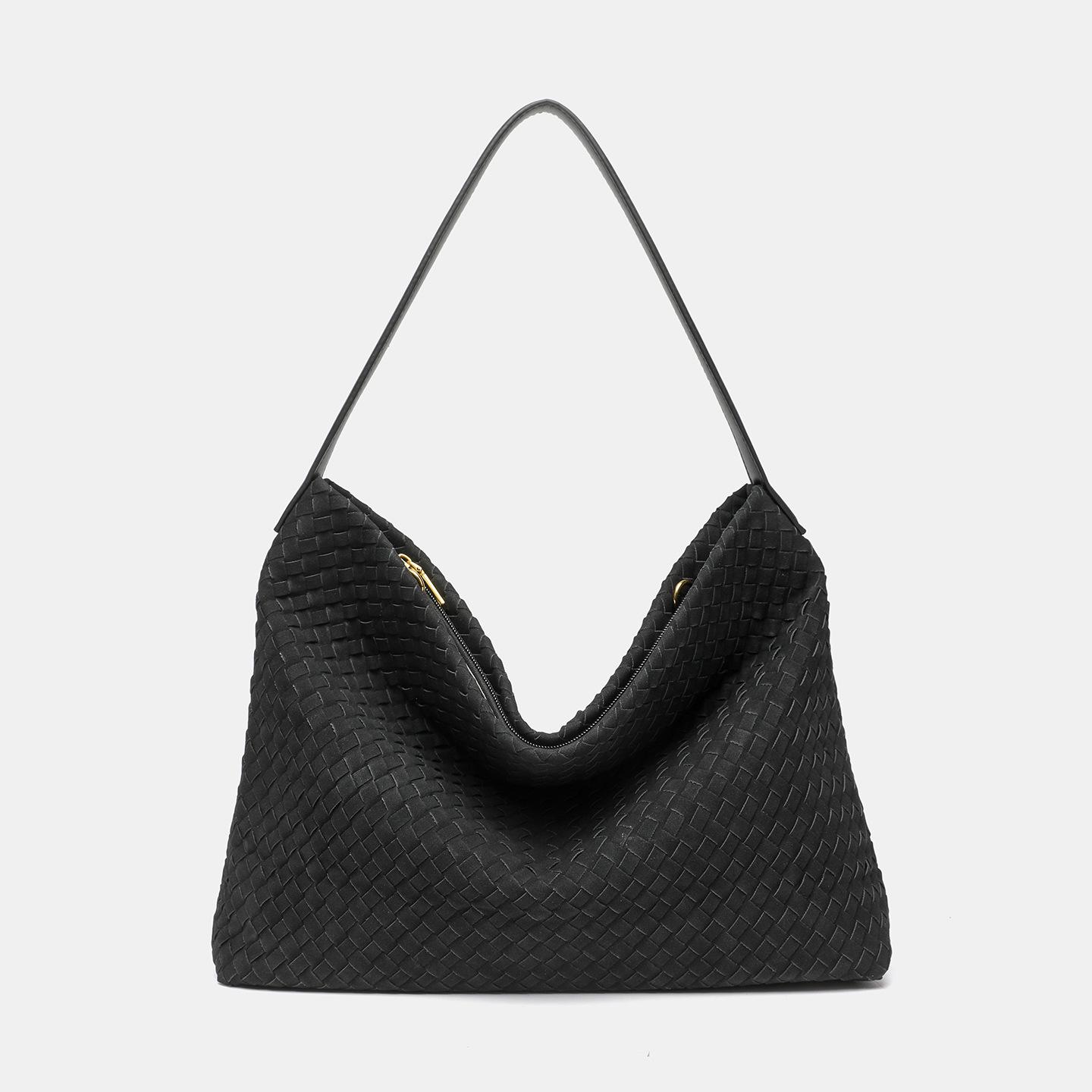 Woven Retro Frosted Tote Bag - Women s Casual Summer Crossbody & Shoulder Bag чёрный