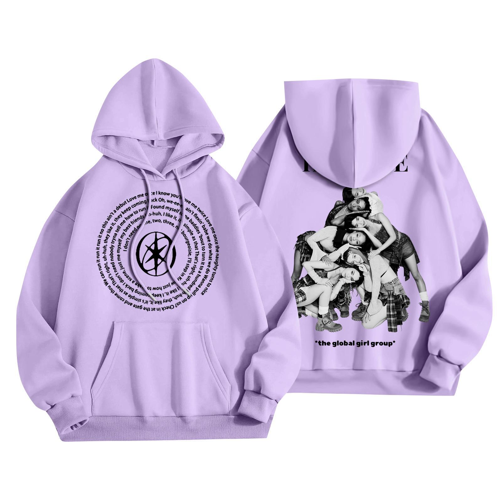 Women s Casual Fashion Printed Letter Casual Hooded Sweatshirt With Pockets S фиолетовый