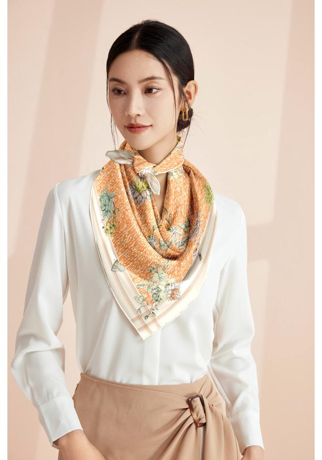 Women's 100% Mulberry Silk Scarf, 90cm Square, 14 Momme Shawl - Perfect Gift for Mother, Girlfriend, Birthday or Festival