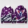 Patriotic US Flag Eagle Star Print Parent-Child Long Sleeve Hoodie Casual Independence Day 4th of July Sweatshirt Tops Streetwea