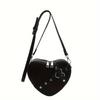 Borsa a Spalla Forma di Cuore Stile Y2K di Nicchia, Borsa a Tracolla con Zip e Decorazioni di Borchie Monocolore per Donna