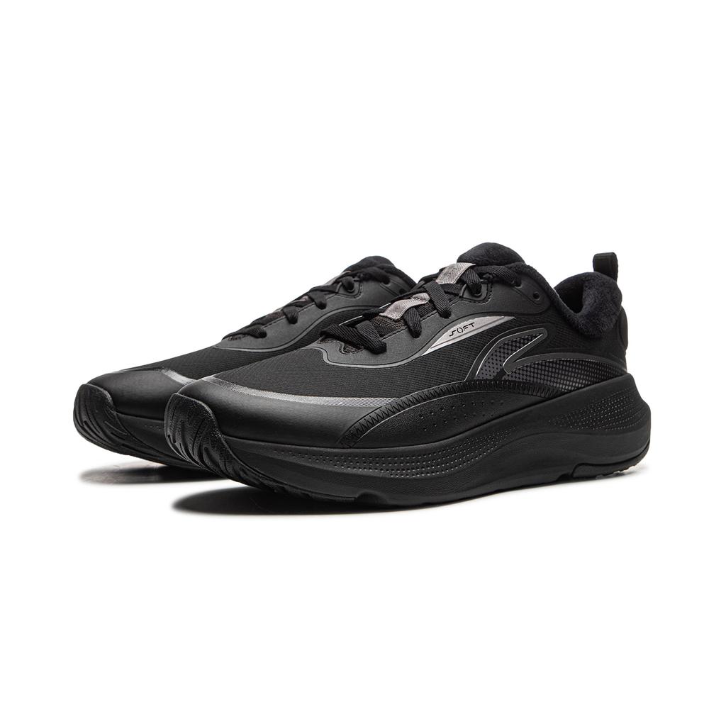 Li Ning Soft Go Fleece Warm Comfortable Thick Sole Fashionable Casual Shoes Men Sneakers Black AGLV081-3