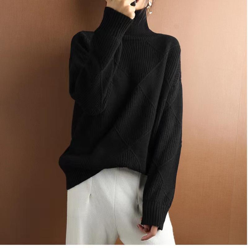 Diamond Grid, Texture, Smooth, Solid Color, Pullover Sweater, Autumn and Winter Thick Design, Multiple Colors To Choose From, Winter Inner Wear