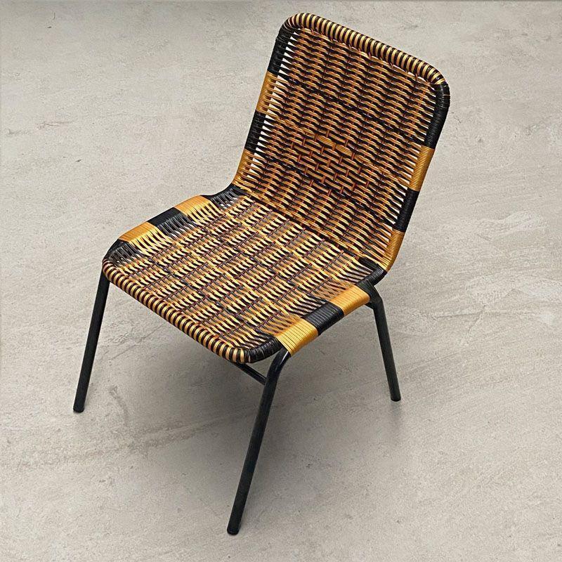 Compact Rattan Outdoor Chair with Reinforced Backrest