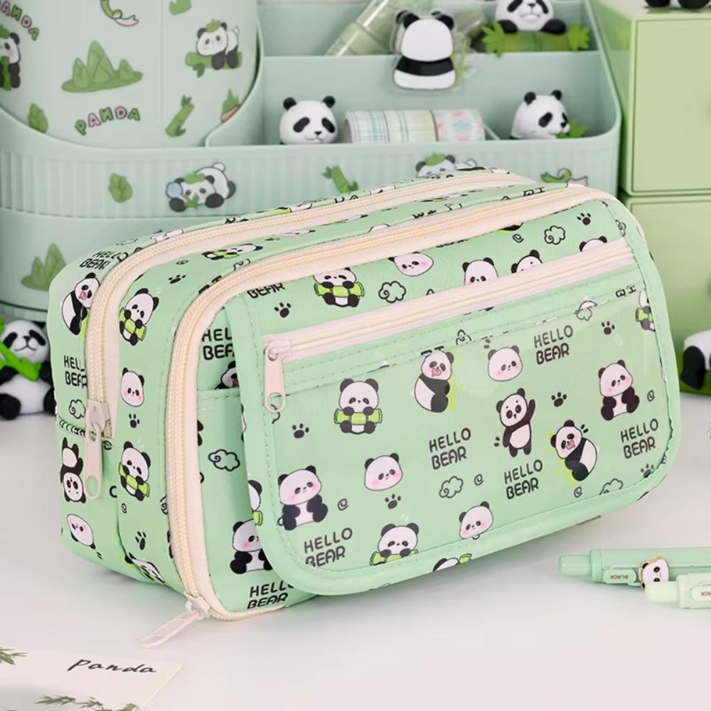 Creative Cartoon Pen Pouch Panda Zipper Pencil Pouch Capibara Pencil Bag  Student