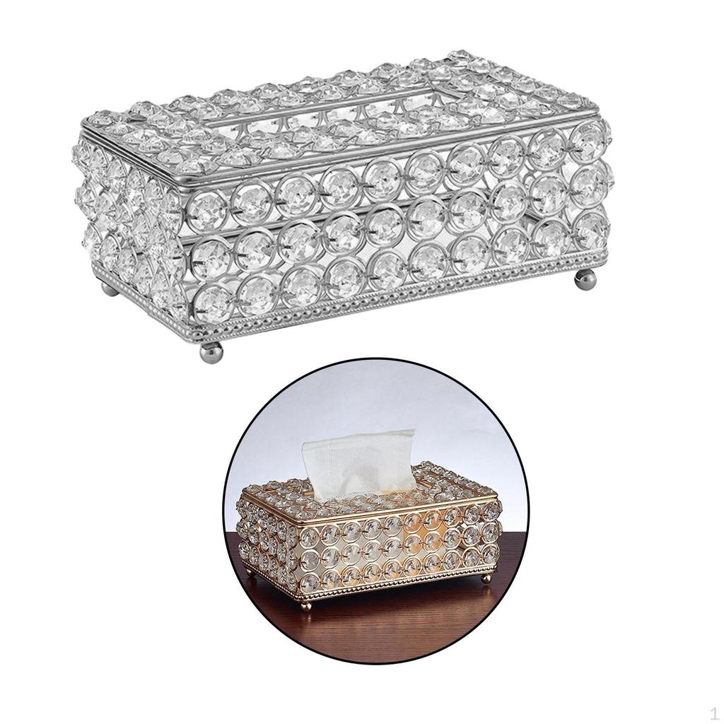 Bling Tissue Holder Box – Decorative Cover Dispenser Rectangular Glitter Diamond Crystal Bathroom
