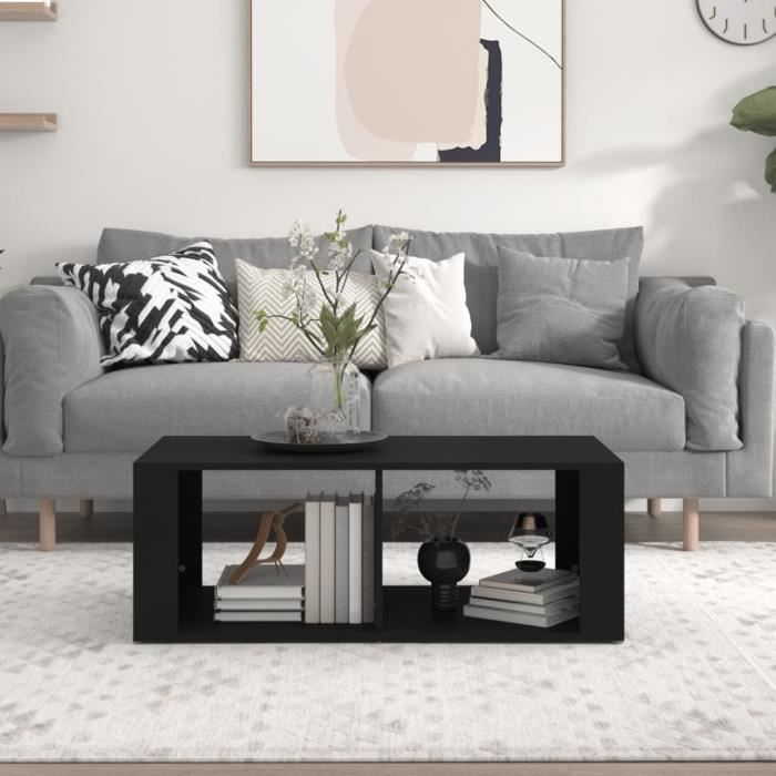 816521 vidaXL Table basse Noir 100x50x36 cm Bois d'ingénierie