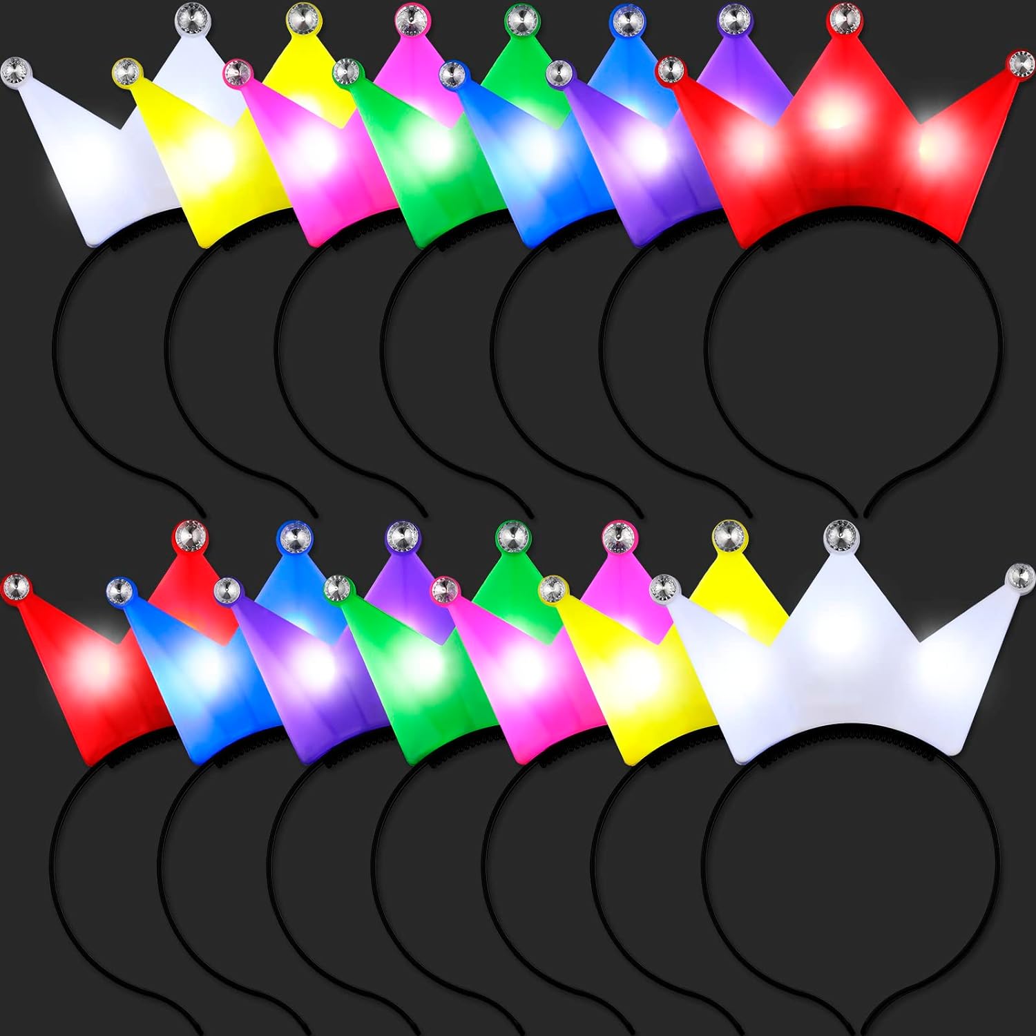

10pcs LED Light Up Crown Headband LED Flashing Crown Glow Headband Hairband Headwear Party Tiara Princess Accessories 10pcs