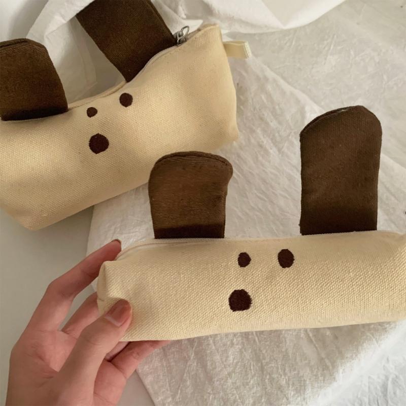 Dog Pencil Case Large Capacity Pen Organizers Storage Bag Canvas Pencil Pouches Travel Cosmetic Bag for School Office