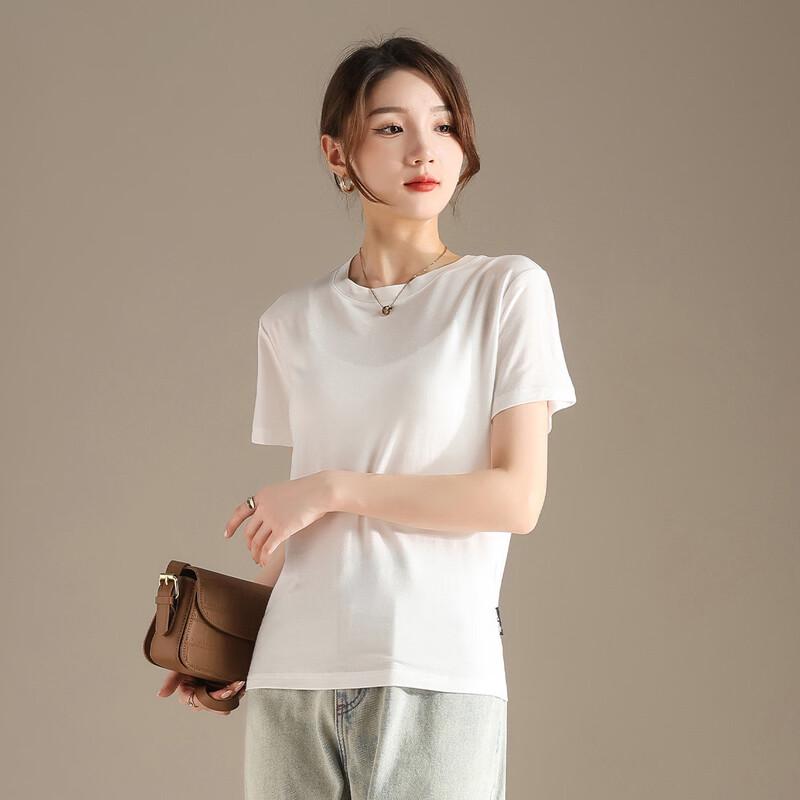 RAIN.CUN Women's High-Elastic Round Neck Short Sleeve T-shirt