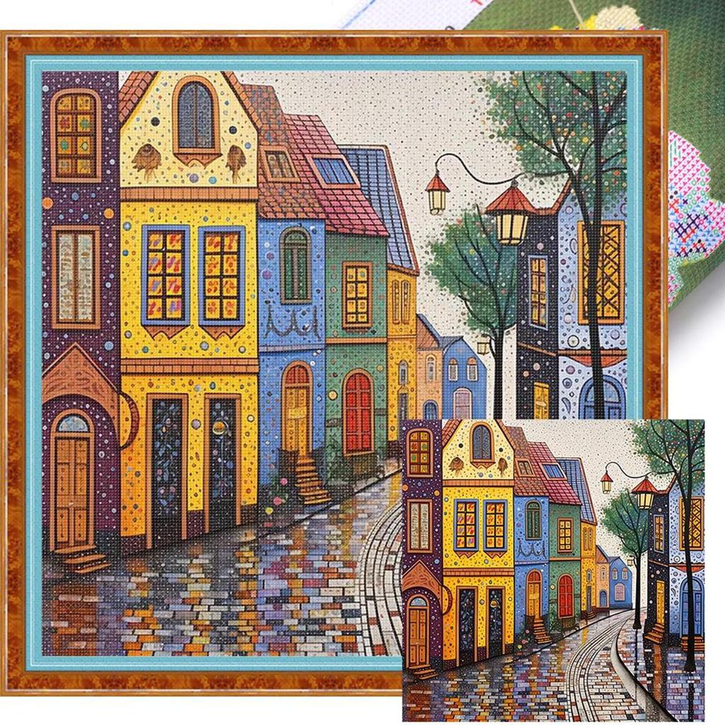 Full Embroidery cotton Thread 14CT Printed House Cross Stitch Kit Art