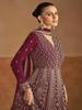 Maroon Embroidered Anarkali Gown Set for Women | Indian Wedding Party Wear Ethnic Dress with Dupatta