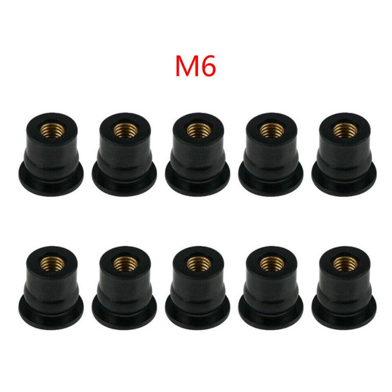 10Pcs Einfache Installation M4/M5/M6 Metric Gummi Gut Mutter Verschluss Motorrad Windschutzscheibe Verkleidung Gugel