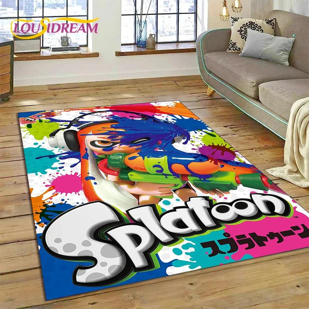 Splatoon3 PC Gamer Kreskówka Gra Dywanik do Sypialni Salonu Domu Dekoracja Sofy,Gra dla Dzieci Duży Dekor Mata Podłogowa Prezent