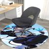 1 Stück Anime-Design Runder Teppich - Bürostuhlmatte mit Blauem Scheren-Aufdruck, Geeignet für Heimdekoration, Gaming-Zimmer