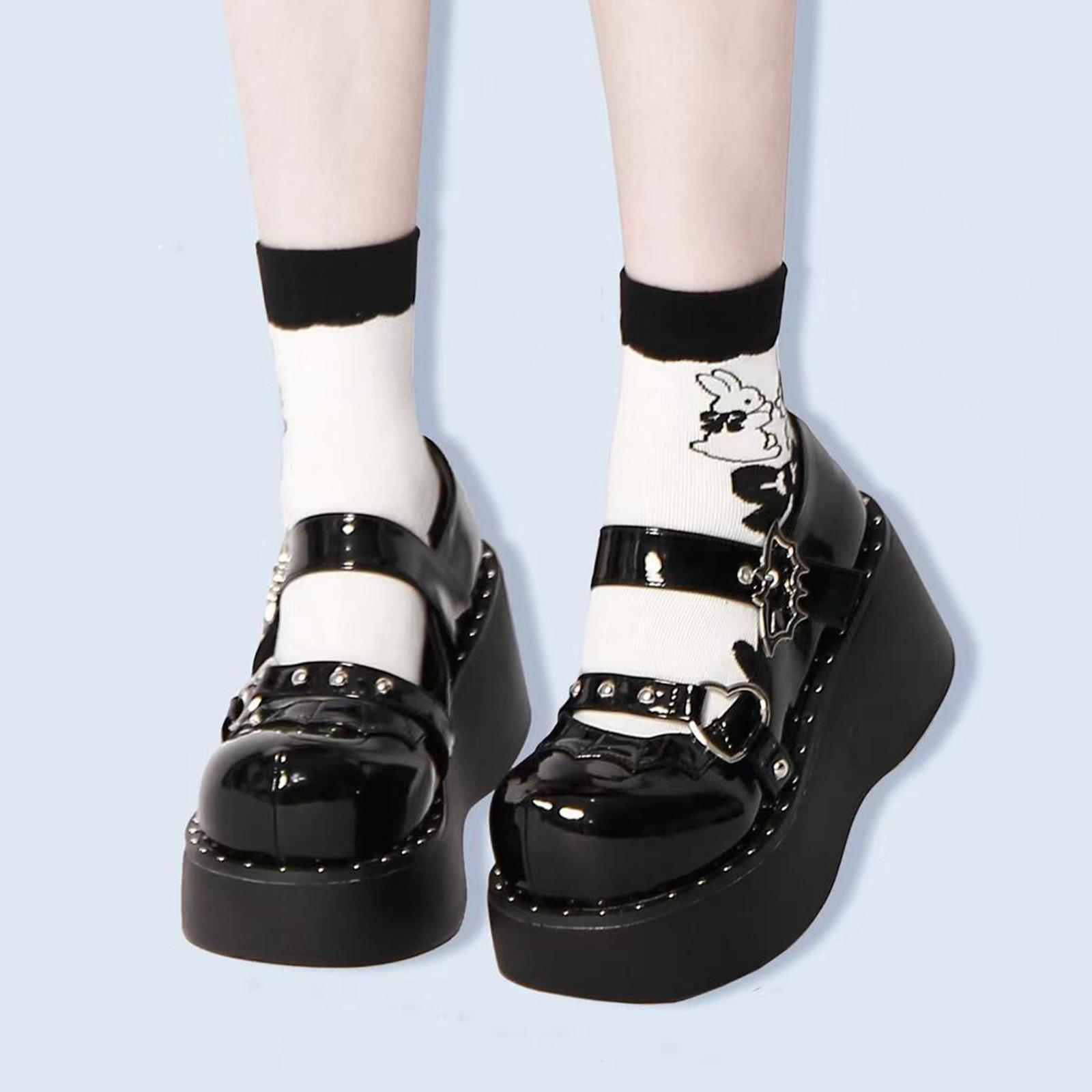 

Sweet And Cool Girl s Shoes, Spicy Girl s Thick Soled Shoes, Gothic Round Toe, Mary Jane s Small Leather Shoes, Women s Shoes 36 чёрный