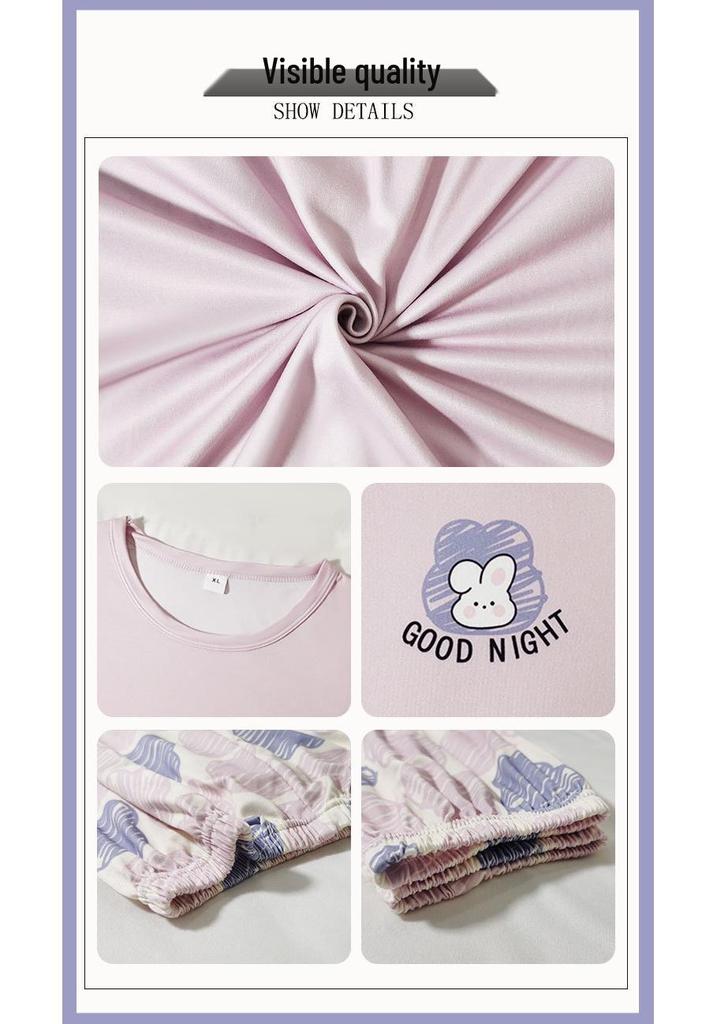 Women's Casual Sweet Pajama Set: Long Sleeve Round Neck with Pants, Versatile for Indoor and Outdoor Wear in Spring, Autumn, and Winter.