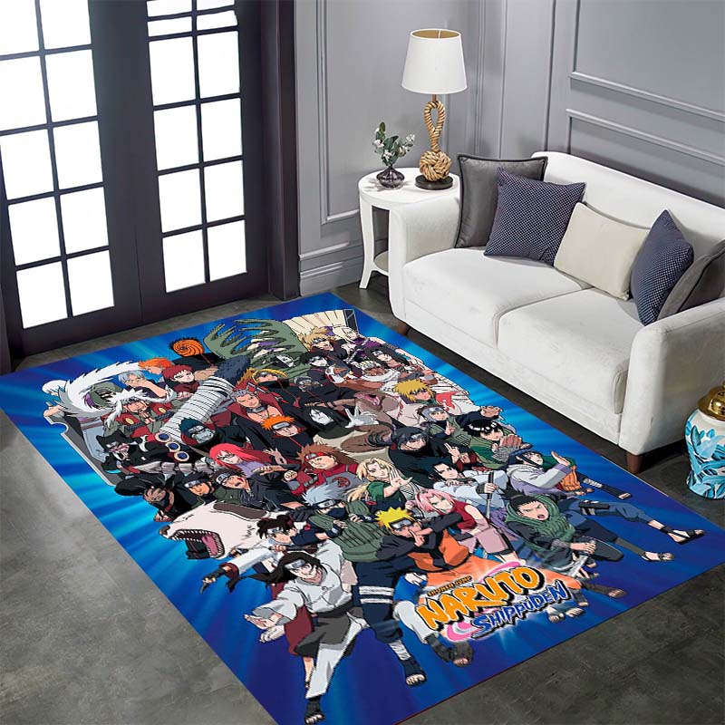 A beautifully designed rug featuring members of the Akatsuki organization from Naruto, suitable for use as a non-slip mat in 003