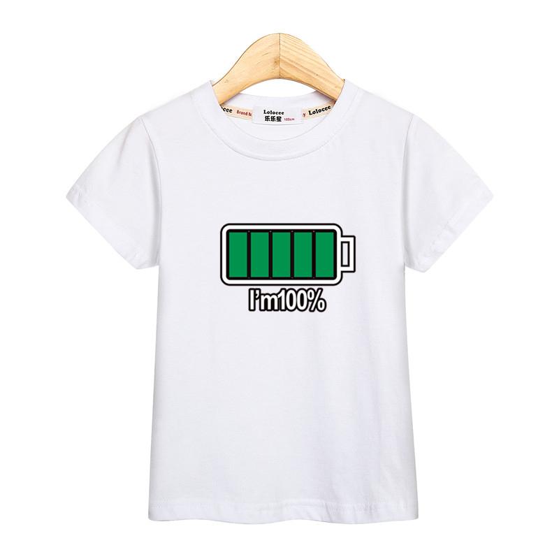 313t Children Casual Unisextshirt Battery Graphic Top Summer Short Sleeved Shirt Oneck Clothes