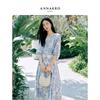 ANNAKOU Paisley Print Ramie Blend Cinch-Waist Dress