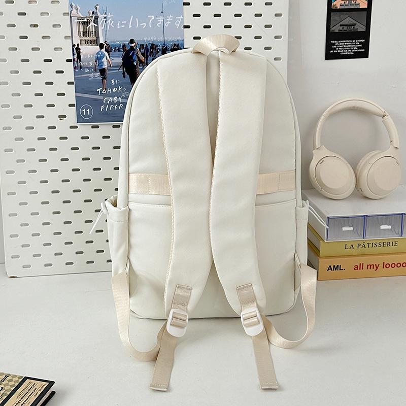 School bag letter simple Mori backpack ins style casual versatile commuter college student school bag large capacity solid color backpack