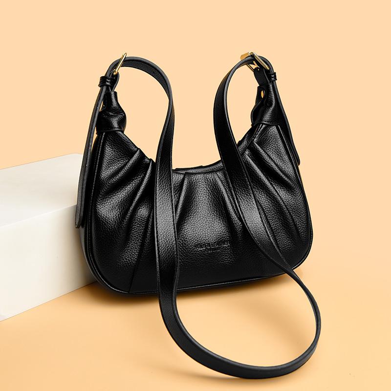 Geantă de umăr pentru femei cu design minimalist - Geantă de mână plisată uni, Geantă crossbody la modă potrivită pentru uz zilnic și cumpărături