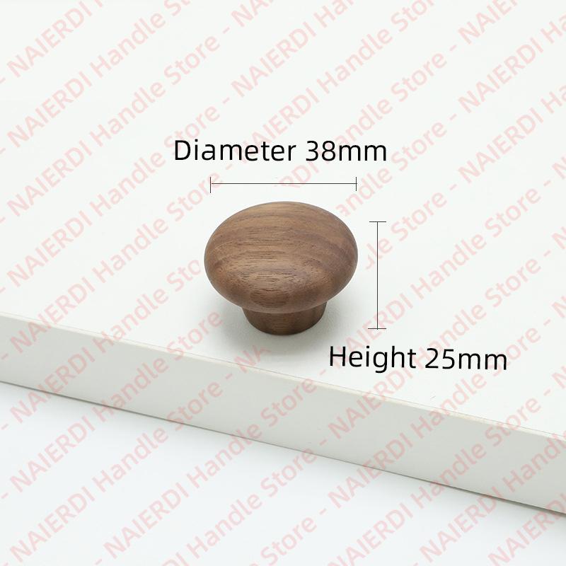 NAIERDI Solid Wood Cabinet Handles Modern Single Hole Wooden Pulls Octagon Round Knobs for Kitchen Cupboard Wardrobe Hardware