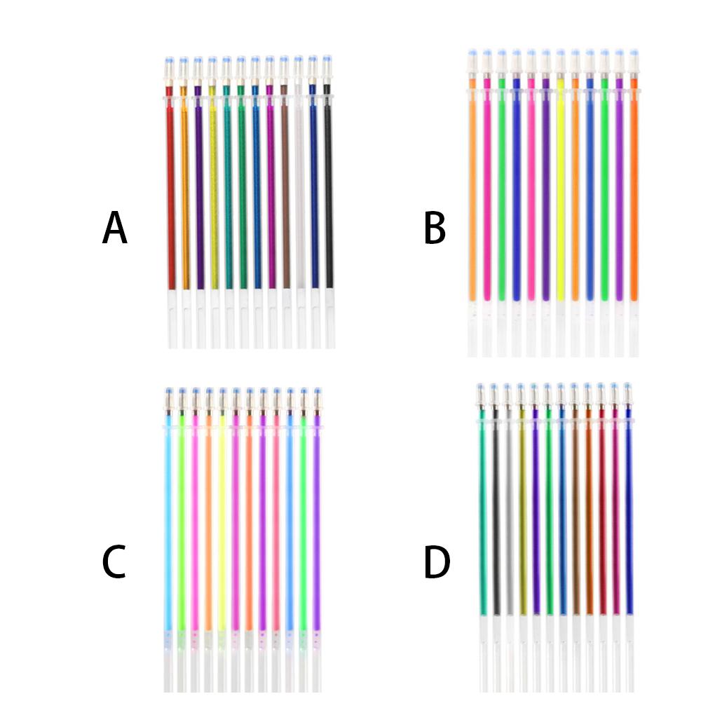 12 Pieces Gel Pen Refill Painting Drawing Stationery Replacement School Artist Office Marking Shinning Ink Ballpoint
