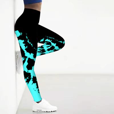 Kvinnors Tie-dyed Prints Stretch Yoga Leggings Fitness Löp Gym Sport Aktiva Byxor