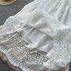 Abito Midi Elegante da Donna con Ricami in Pizzo, Manica Corta, Vita Alta, Linea ad A, Estivo, Casual, da Festa, per Matrimonio, da Vacanza, da Spiaggia