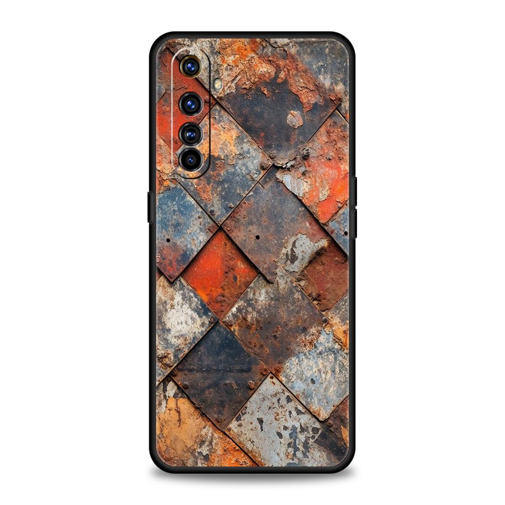 Soft TPU For Realme 11 10 9 Pro Plus GT2 GT3 GT5 C21 C25 C35 C53 C55 C67 Pro Phone Case Vintage Industrial Style Rusty Pattern