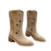 Trendy Women's Boots 2024 Autumn New Retro Hollow Breathable Pointed Suede Versatile Western Women's Boots Zapatos De Mujer